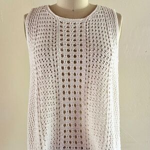 White Open-Knit Sleeveless Crochet Top